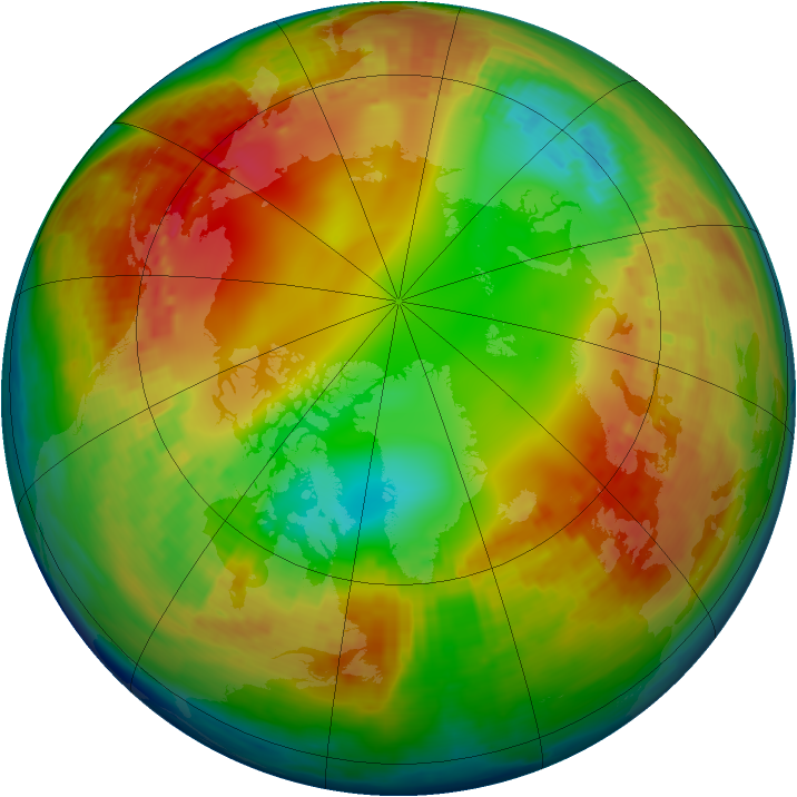 Arctic ozone map for 29 January 2003